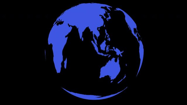 Animated world map rotating against a black background, loop background
