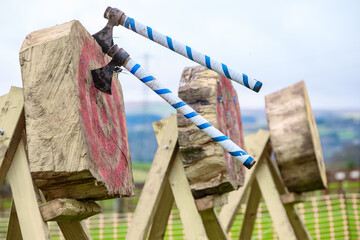 Axe in a target board