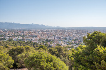 Fototapeta na wymiar View of Palma from historic Bellver Castle in Palma de Mallorca, Spain.
