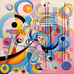 a painting of abstract shapes and lines