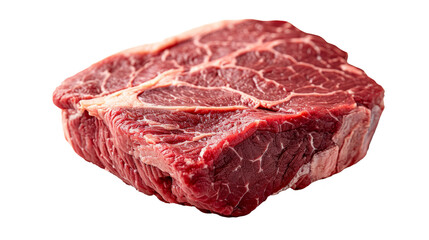 Raw beef steak, high-quality cut on a transparent PNG background. Ideal for culinary designs or menu visuals.