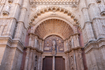 Details of the amazing gothic cathedral of Santa Maria de Majorica in Palma.
