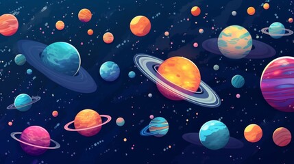 Vector space background Cute flat style template