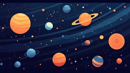 Vector space background Cute flat style template Ai Generative