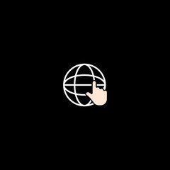 Global Network icon  isolated on black background  