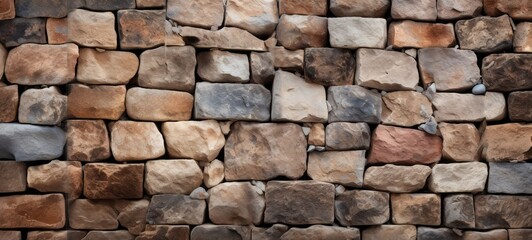 Stone bricks texture. Stone Bricks texture banner wallpaper. Crushed Bricks wall texture. Horizontal photo. For banners, posters, advertising.