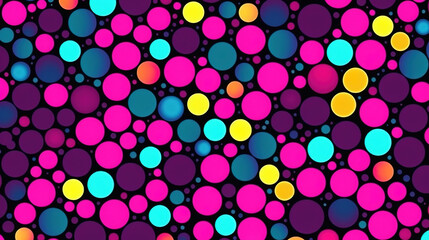 Tileable colorful cyan, magenta, yellow and black pop art polka dot circle