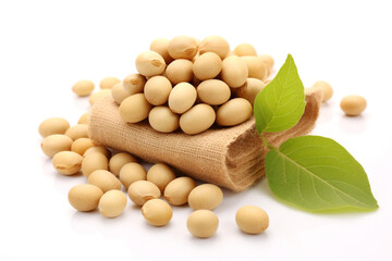 Soybean isolated on white background created with Generative Ai