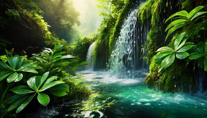 waterfall, water, nature, river, cascade, landscape, stream, forest, fall, falls, green, rock, stone, park, 