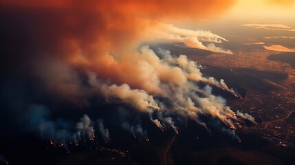 Walls of smoke that come from forest fires, wild fires or forest fires that burn with a lot of smoke