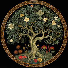 tree of life, high detailed, circle floral