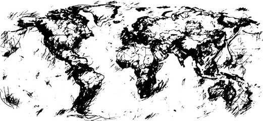 Fototapeta premium World map in hand drawn style, vector illustration. 