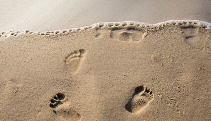 footprints in the sand by the sea 