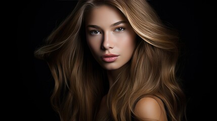 Fototapeta premium The perfect image of a beautiful brown-haired girl. Feminine image of natural beauty. Illustration for beauty and fashion magazine.