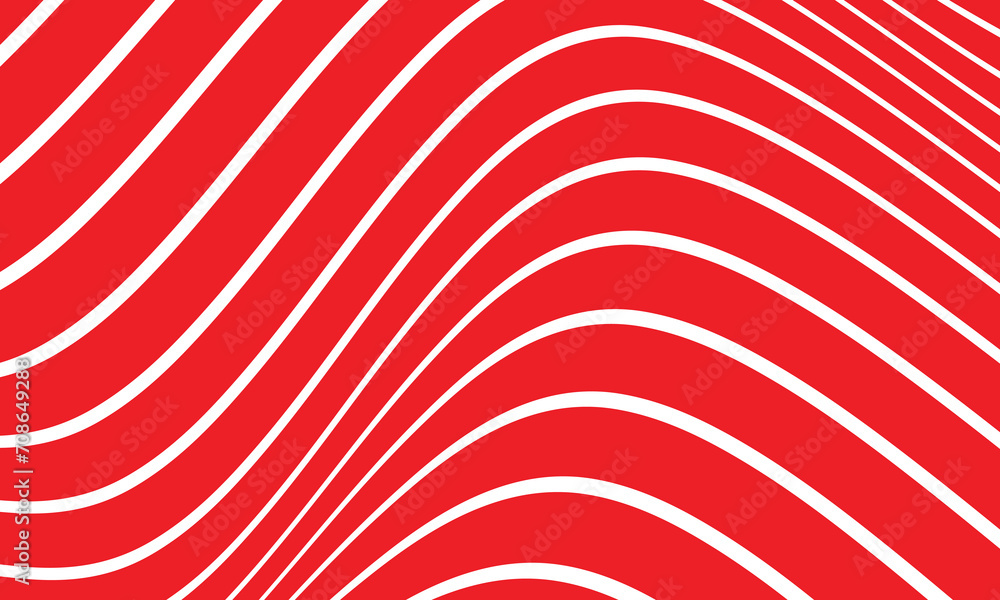 Poster abstract geometric white wavy line pattern with red.
