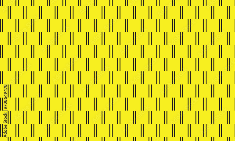 Poster abstract geometric seamless black double line vertical pattern on yellow.