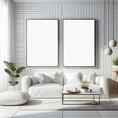 Minimalist interior, Minimal, Modern, white minimalist interior. Modern interior design for posters in the living room layout with a white sofa