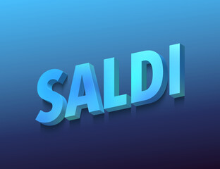 3d lettering, blue letters and numbers on dark blue background, saldi, italian word for 