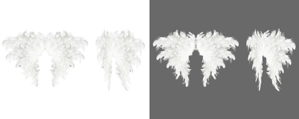 White wing on transparent background, Angel wings isolated, wing png, white feather png, photoshop overlay