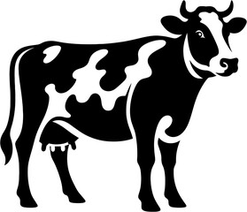 Cow Graphic Black Silhouette Depiction Isolated on White, Vector Illustration Embodying the Cow's Essenc