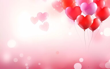 Love Invitation card Valentine's day balloon hearts on abstract background. generative ai