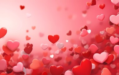 Valentine's Day background with lots of sweet hearts and red background. generative ai