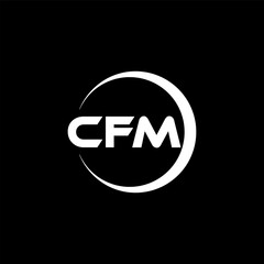 CFM letter logo design with black background in illustrator, cube logo, vector logo, modern alphabet font overlap style. calligraphy designs for logo, Poster, Invitation, etc.