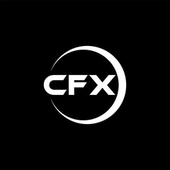 CFX letter logo design with black background in illustrator, cube logo, vector logo, modern alphabet font overlap style. calligraphy designs for logo, Poster, Invitation, etc.