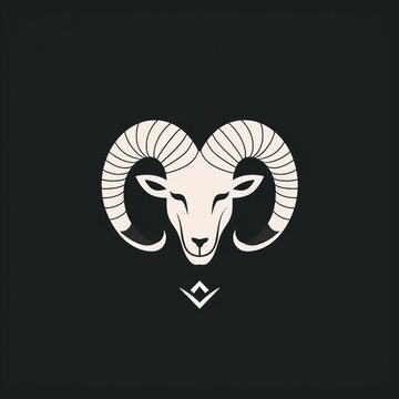 a ram's head on a black background