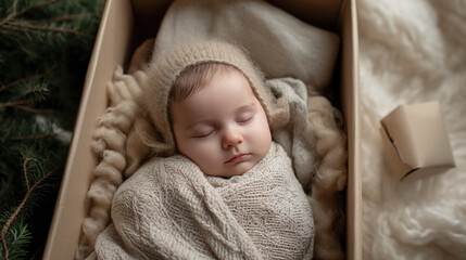 A serene sleeping baby in soft wrap.