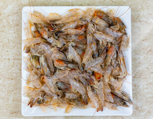 Shrimp shells and heads in fine detail