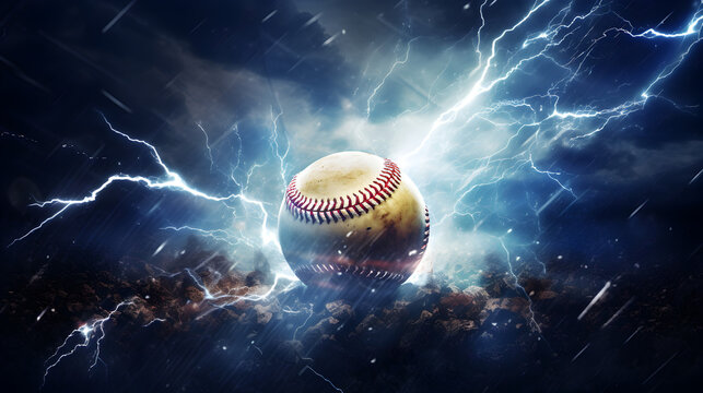 baseball ball with strom background
