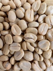 (Coffee substance) Thai Arabica and Robusta fully washed process for home roasting green coffee bean background