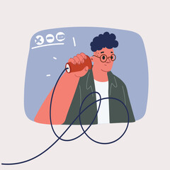 happy cute little kid boy and girl play toy phone