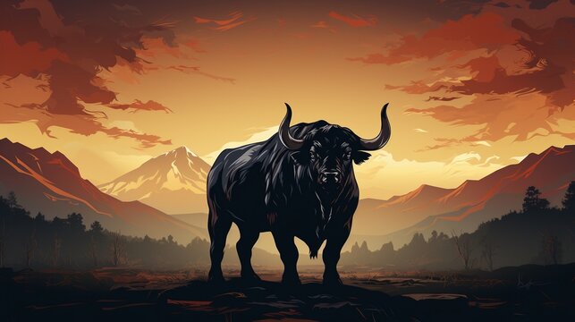 Bull silhouette illustrations.