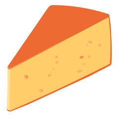 A piece of hard cheese in a red wrapper. Vector isolated on a white