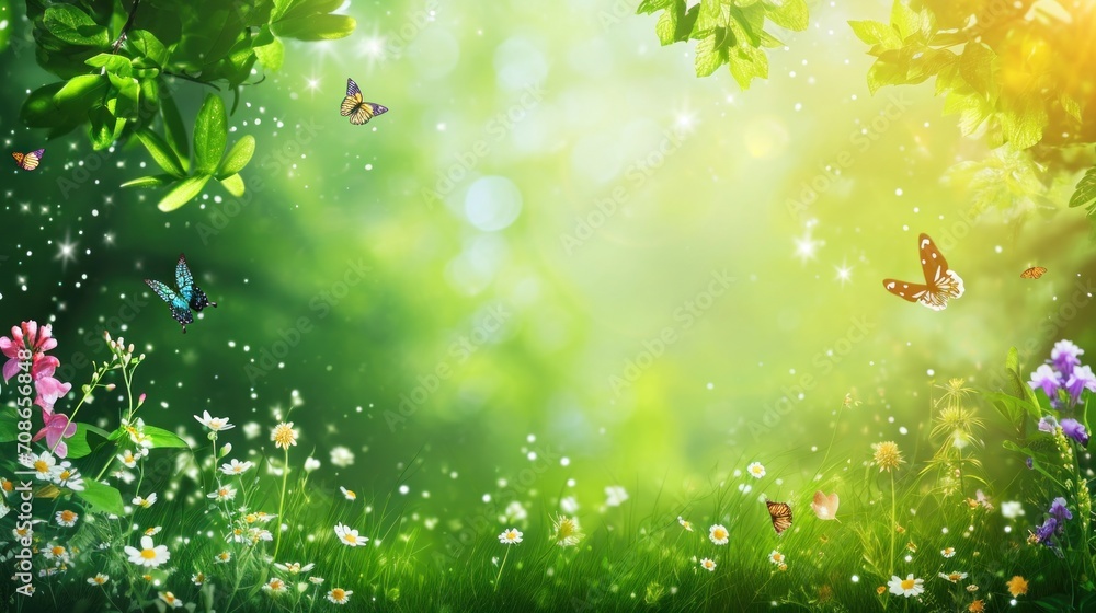 Poster magic spring background with copy space