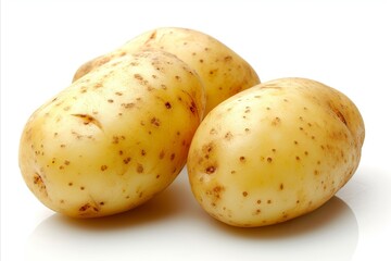 High res image of fresh uncooked potato on white backdrop for ads, packaging, labeling