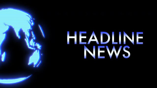 Headline News intro sequence with spinning blue globe. 4k