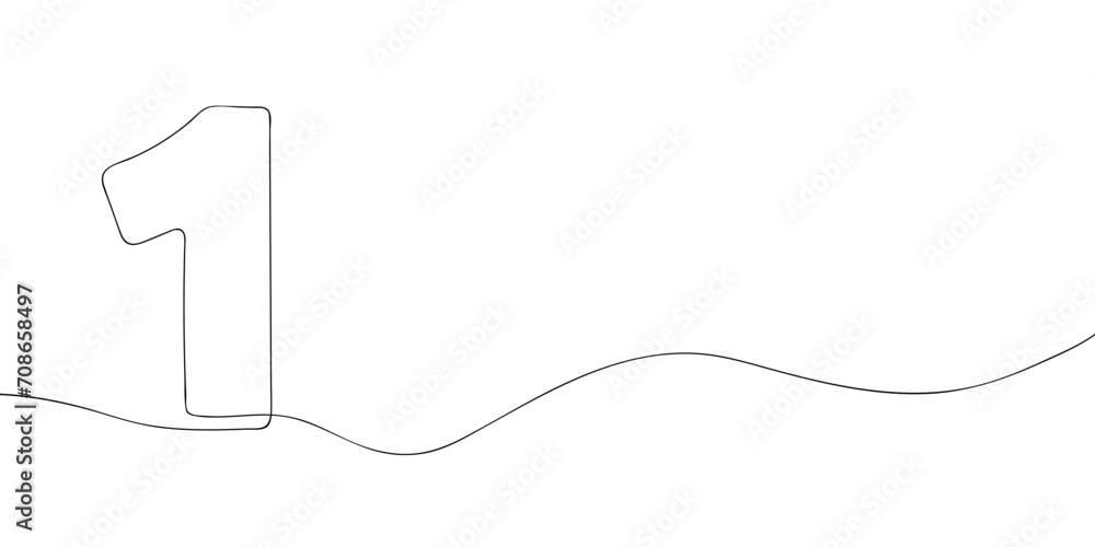 Aufkleber a number one drawing in one line. number one vector icon.