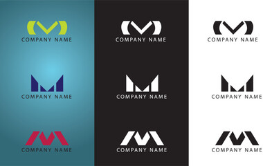 Abstract corporate branding logo design template, with initial M letter  professional business logo modern color .
