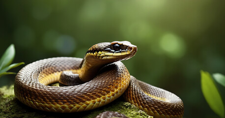 Obraz premium snake in jungle, close up look macro photography 
