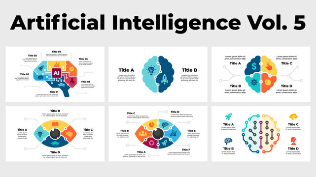 Artificial Intelligence Infographic. Brain Circle Diagram. Machine Knowledge. Deep Learning Creative Template. AI Technology Illustration. Chip Neural Network. Future Digital Eye See, View, Sight