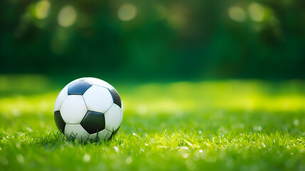 Fototapeta premium soccer ball on green grass