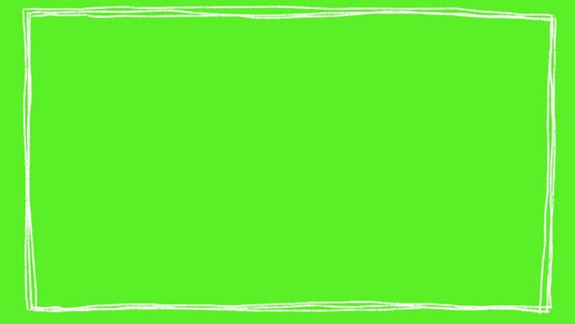 4K and square Hand-drawn doodle frames scribble animation on Green screen and Alpha Matte.