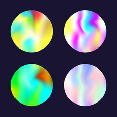 Hologram abstract backgrounds set. Holographic gradient.