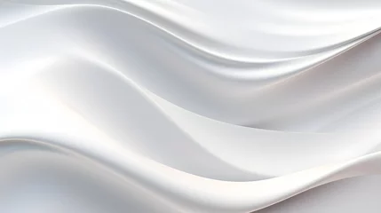 Poster A seamless abstract white texture background featuring elegant swirling curves in a wave pattern, set against a bright white fabric material background. © jex