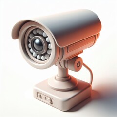 Surveillance Camera. 3D Cartoon Clay Illustration on a light background.