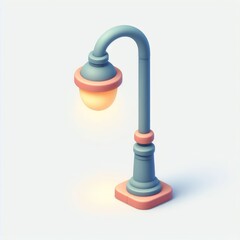 Street Lantern. 3D Cartoon Clay Illustration on a light background.