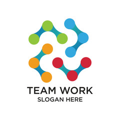 Team work logo design simple concept Premium Vector